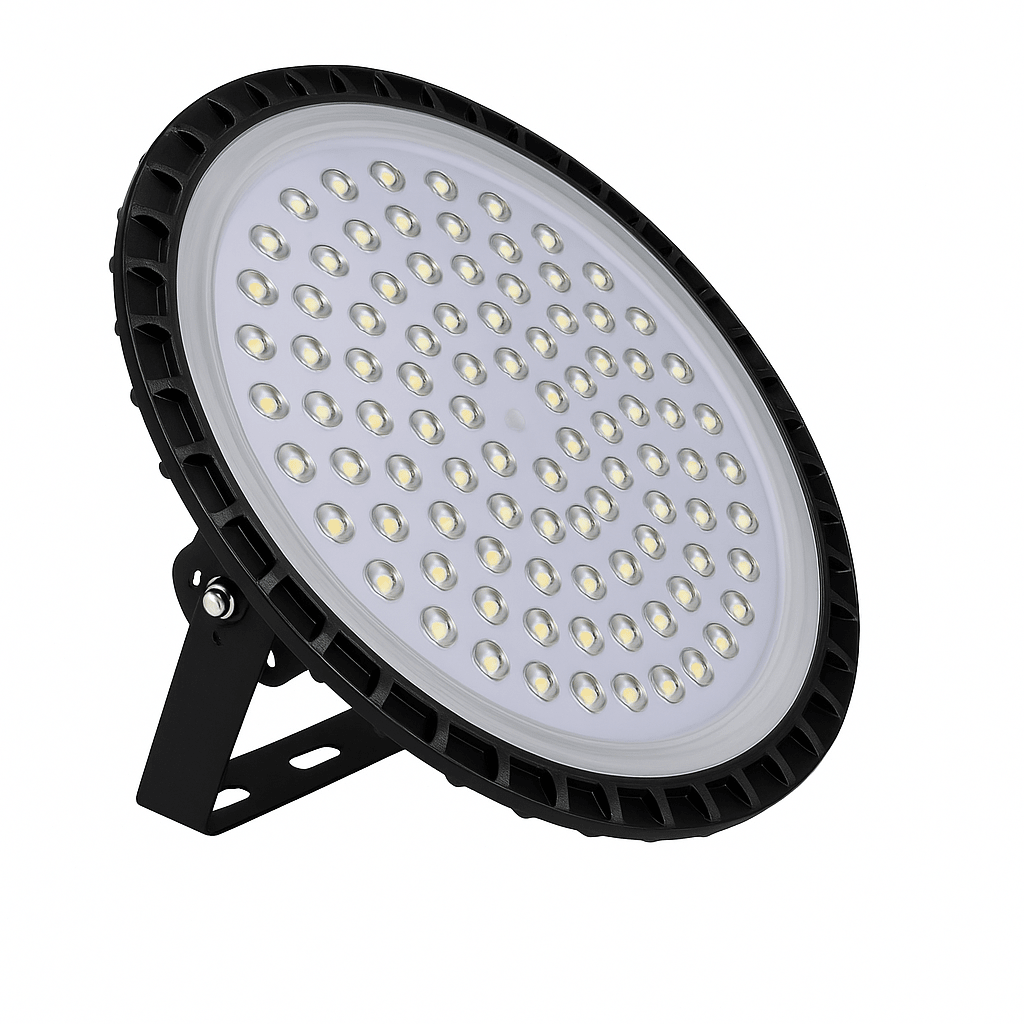 100W industrial LED high bay light front view with high efficiency lens design