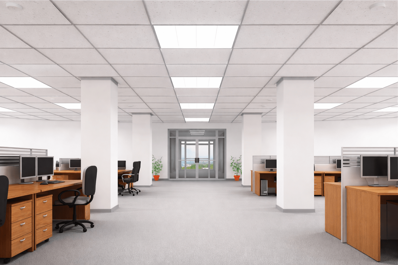 36W backlit LED panel light installed in false ceiling for modern interiors