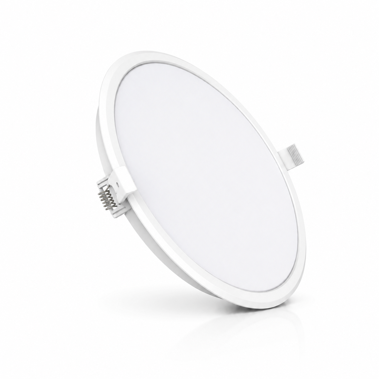 Round white LED light bulb on a white background
