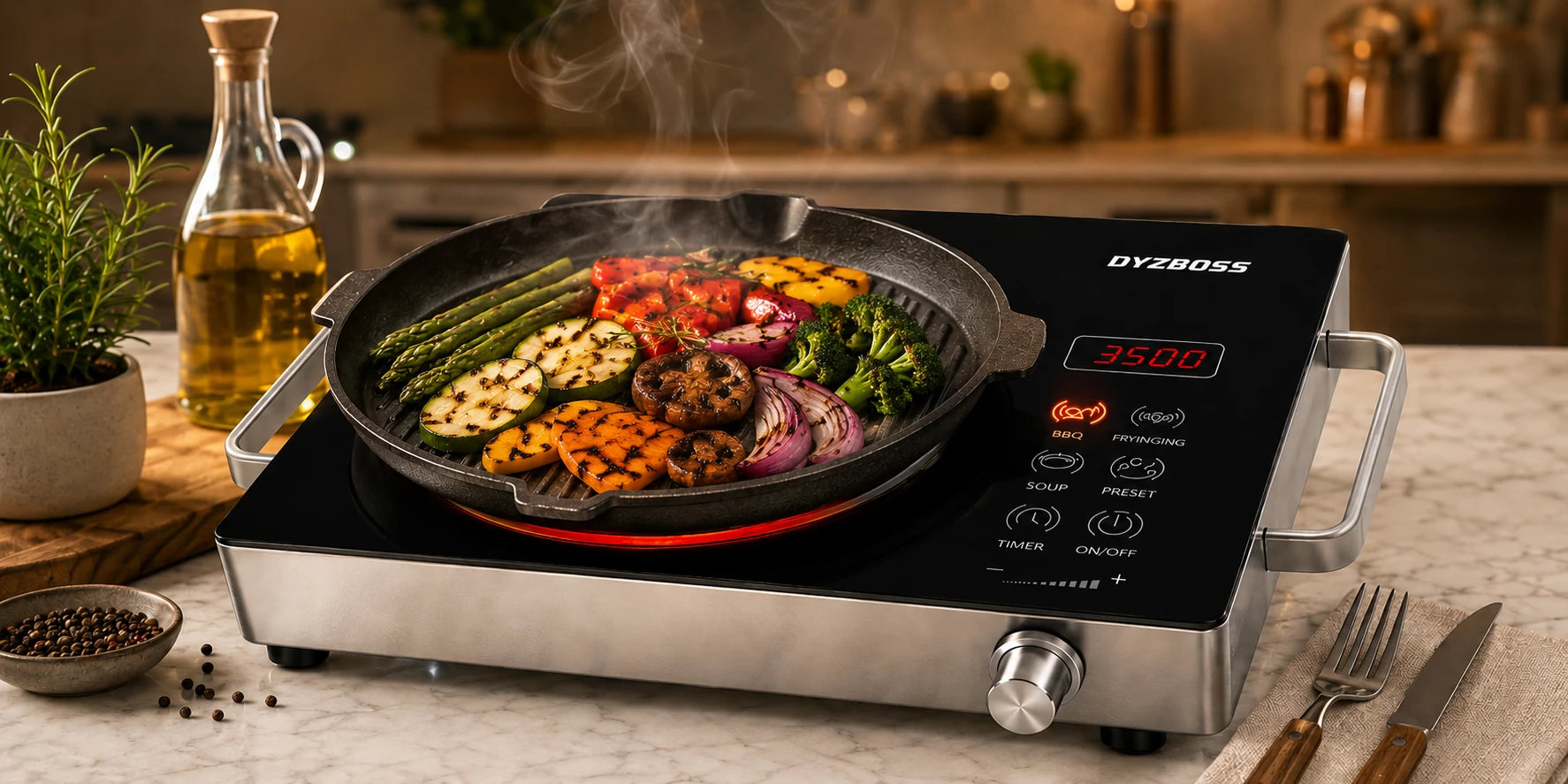 DYZBOSS Infrared Cooker DB-7038 | 3500W Electric Infrared Cooktop | Touch Panel & Knob Control