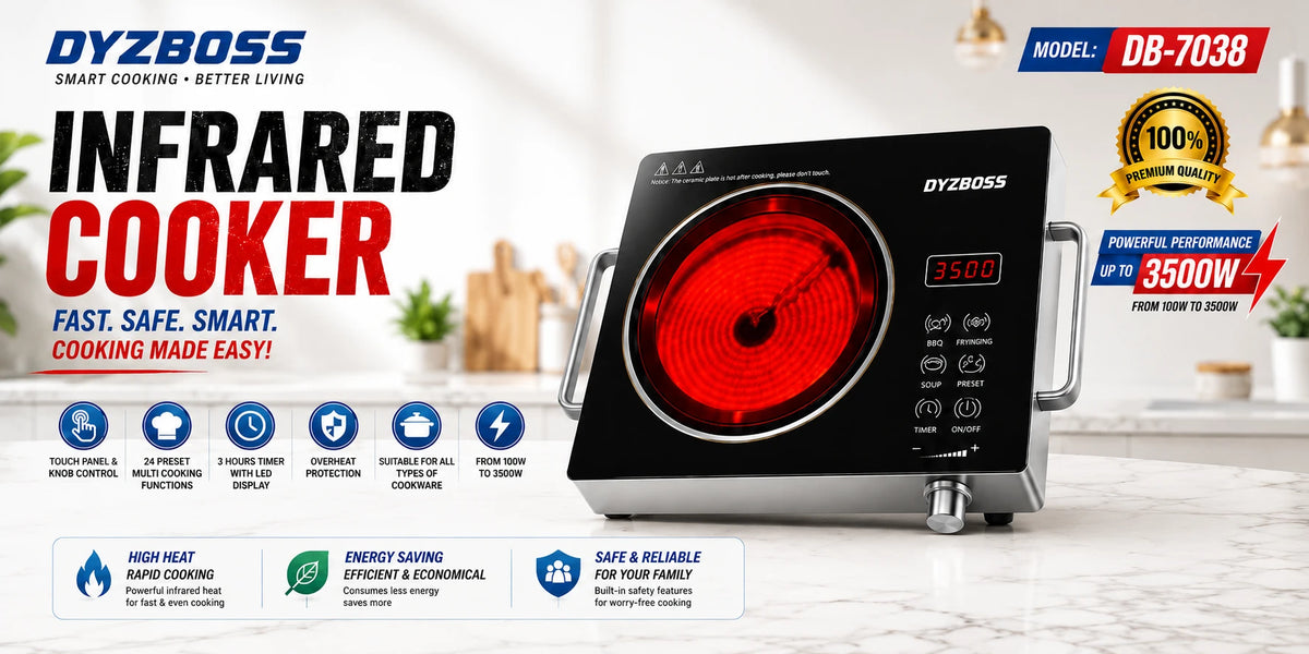 DYZBOSS Infrared Cooker DB-7038 | 3500W Electric Infrared Cooktop | Touch Panel & Knob Control