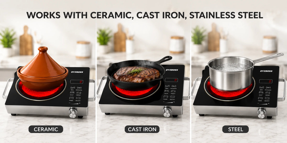 DYZBOSS Infrared Cooker DB-7038 | 3500W Electric Infrared Cooktop | Touch Panel & Knob Control