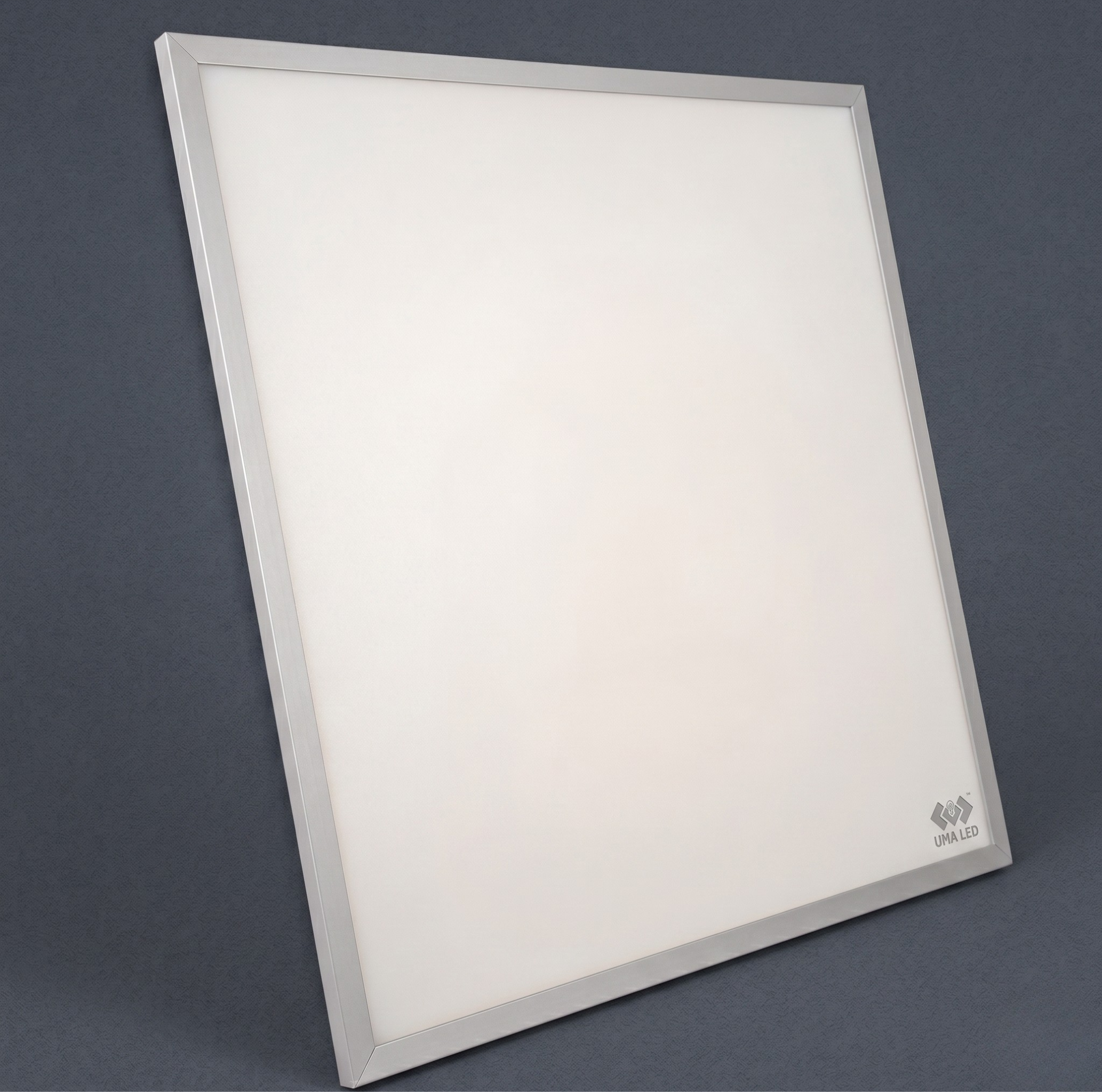 Rectangular LED panel light on a dark gray background