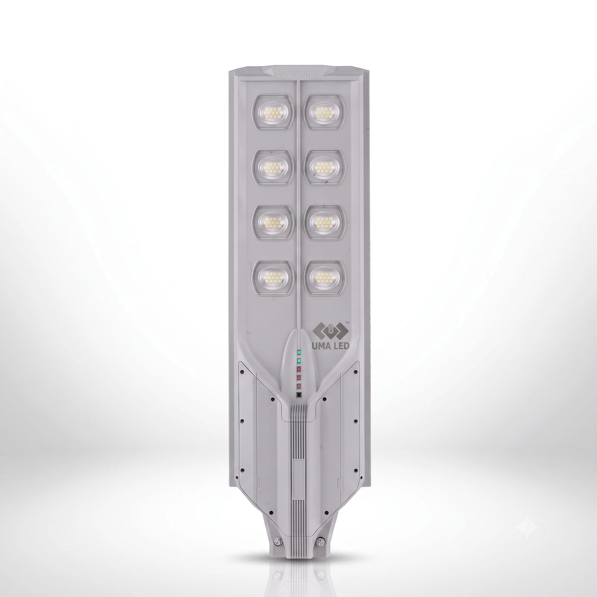 A tall, rectangular street light with multiple LED bulbs arranged in two columns, shown on a clean white background. The brand name 'UNIK LED' is visible on the front.