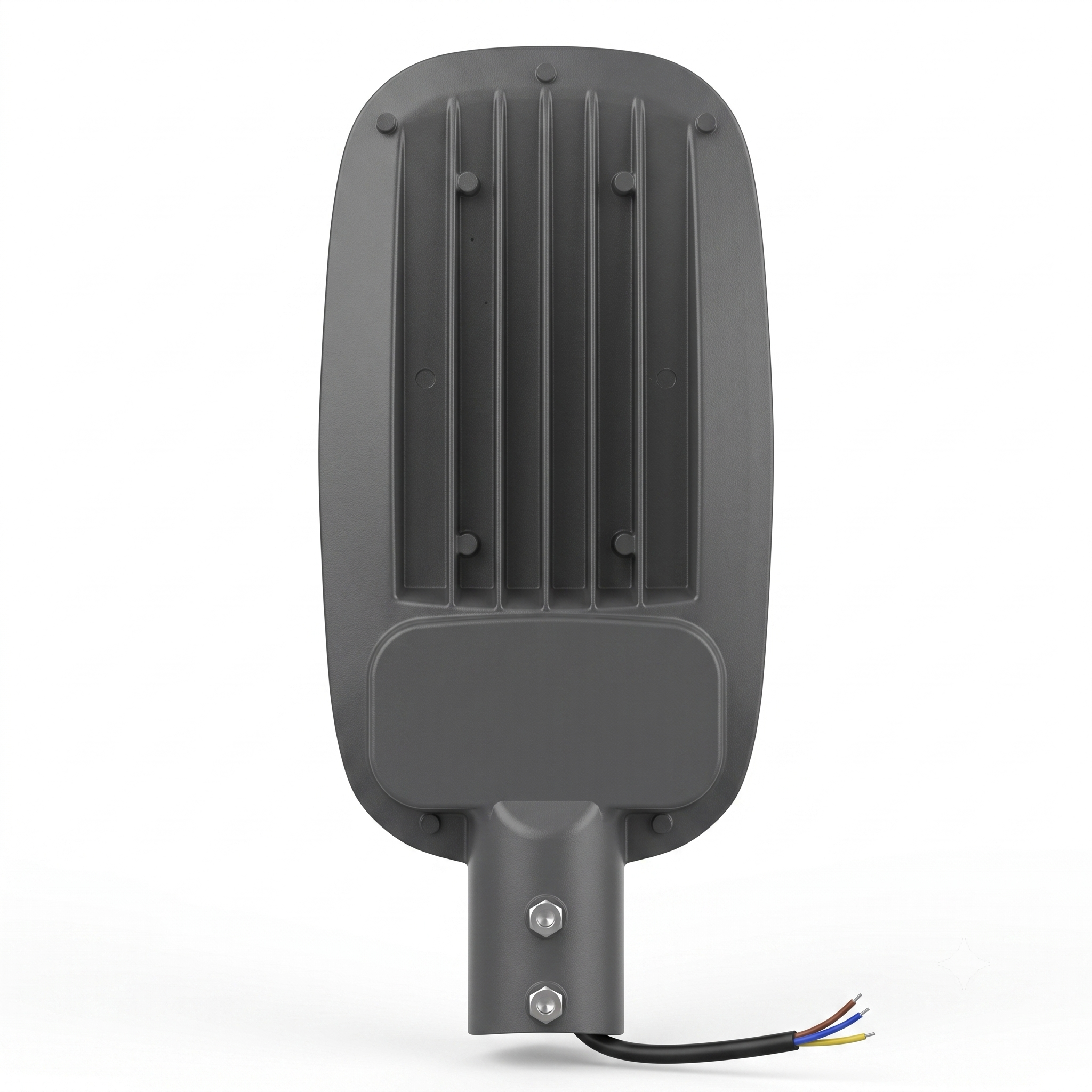 Rear view of UMA LED 50W LED Street Light showing die-cast aluminium heat sink