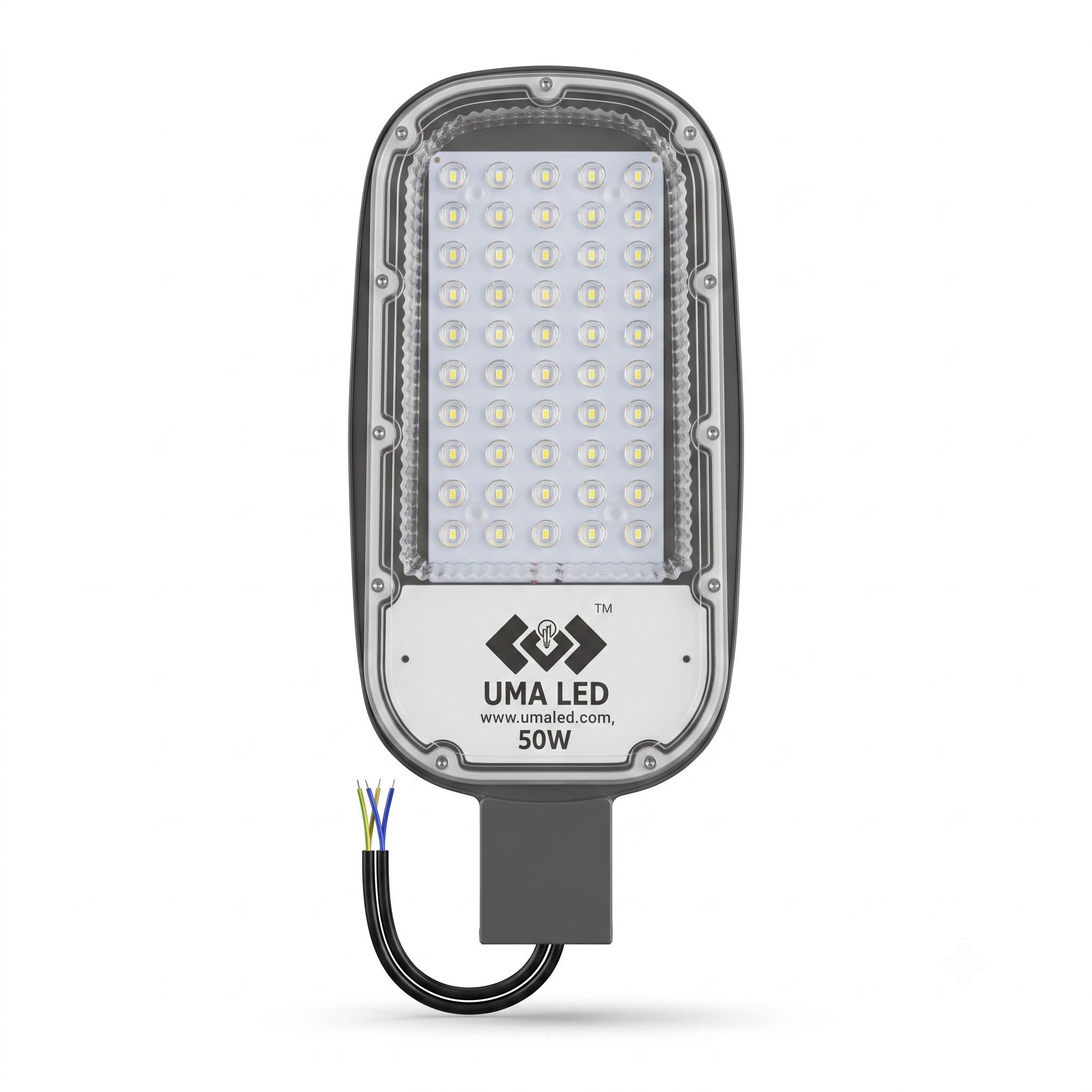 Premium 50W LED Street Light with optical lens and die-cast aluminium housing